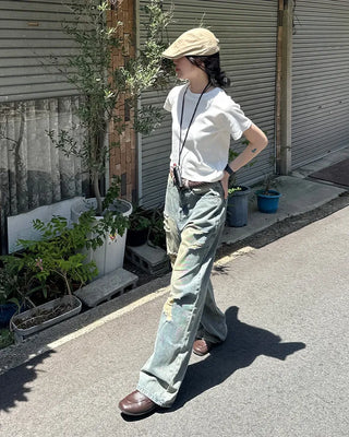 Vintage distressed denim pants