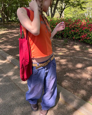 (ORIGINAL) Loose-fit denim pants (purple)
