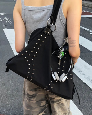 Double rivet line shoulder bag