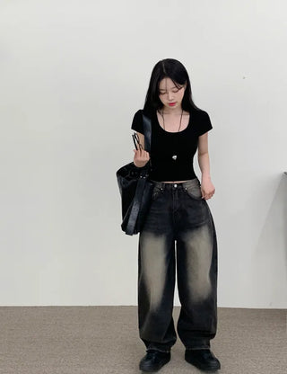 Balloon Wash Denim Pants