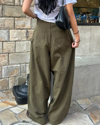 Cotton balloon pants with drawstring waist