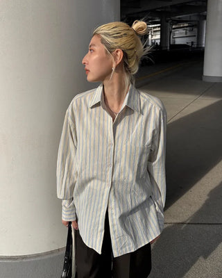 Double Stripe Wrinkle Loose Shirt