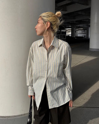 Double Stripe Wrinkle Loose Shirt