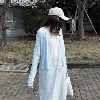 Ribbed sheer knit cardigan