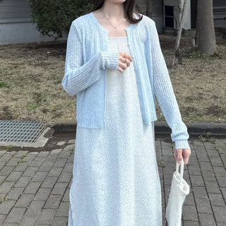 Ribbed sheer knit cardigan