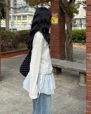 See-through camisole shirred dress
