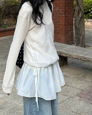 See-through camisole shirred dress