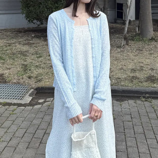 Ribbed sheer knit cardigan