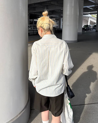Double Stripe Wrinkle Loose Shirt