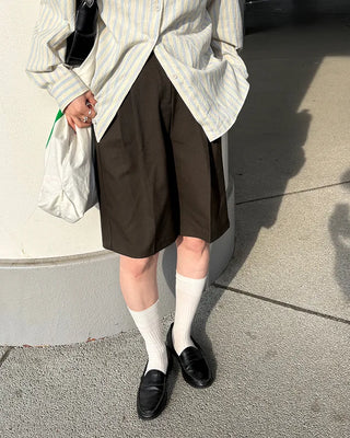 Waistband with elastic back pleats, slacks, half-pants