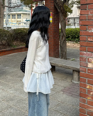 See-through camisole shirred dress