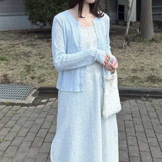 Ribbed sheer knit cardigan
