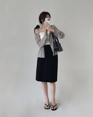 Front pleated midi skirt