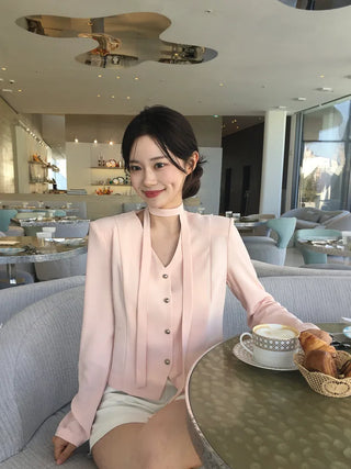 Tie jacket & blouse set
