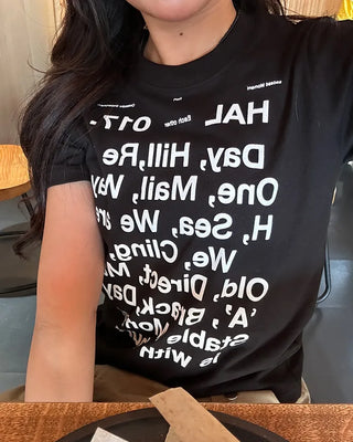 Long lettering half T-shirt