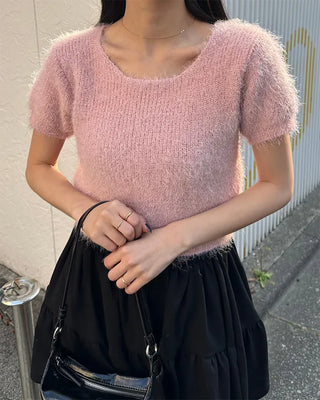 Round short-sleeved knit