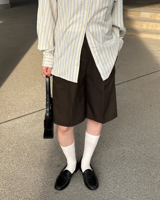 Waistband with elastic back pleats, slacks, half-pants
