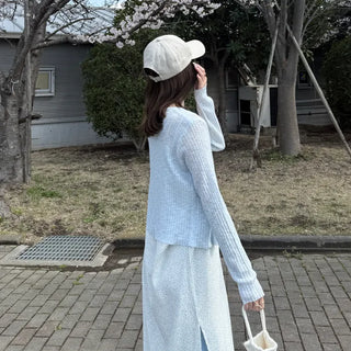Ribbed sheer knit cardigan