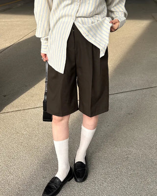 Waistband with elastic back pleats, slacks, half-pants