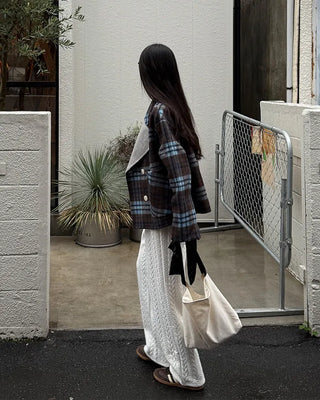 Black Ribbon String Point Cotton Bag