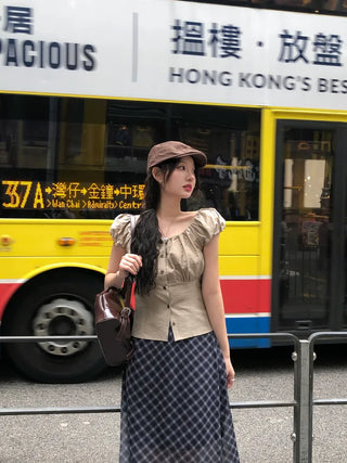 [3 colors] Linen puff blouse