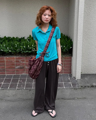 Checked Ribbon Shoulder Bag