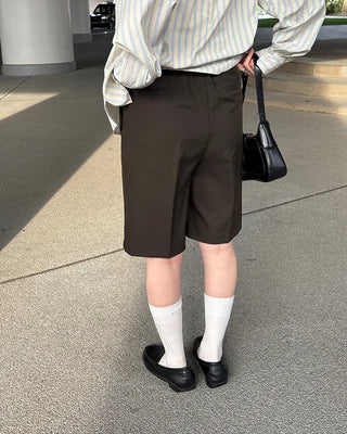 Waistband with elastic back pleats, slacks, half-pants