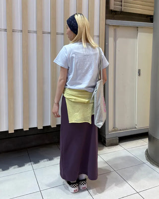 Wide-waisted ribbed easy maxi skirt