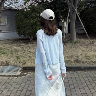 Ribbed sheer knit cardigan
