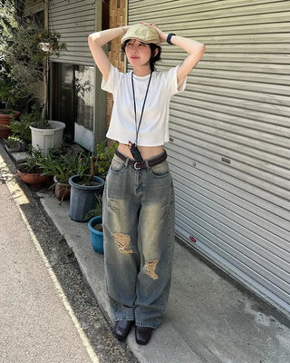 Vintage distressed denim pants