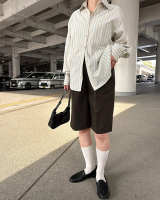 Waistband with elastic back pleats, slacks, half-pants