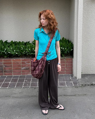 Waist Button Tencel Wide Pants