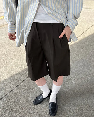 Waistband with elastic back pleats, slacks, half-pants