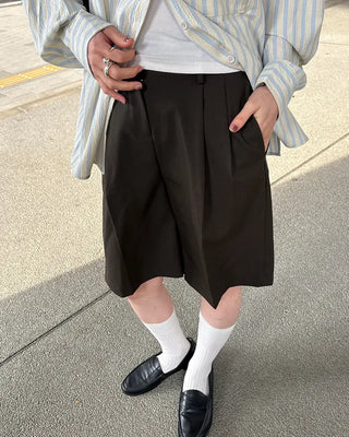 Waistband with elastic back pleats, slacks, half-pants