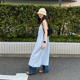 Sleeveless Shirred Long Dress