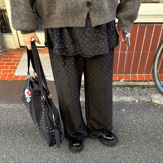 Polka dot flared skirt pants