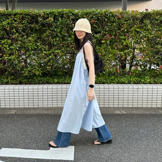 Sleeveless Shirred Long Dress