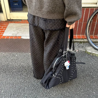 Polka dot flared skirt pants