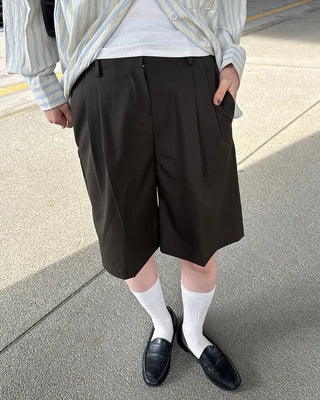 Waistband with elastic back pleats, slacks, half-pants