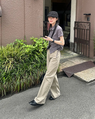 Shirring String Check Short-Sleeve Shirt