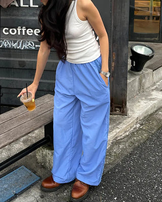 Side Lace Line Nylon Easy Pants