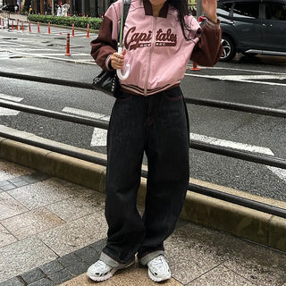 Two-tone varsity jacket