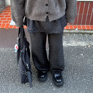 Polka dot flared skirt pants