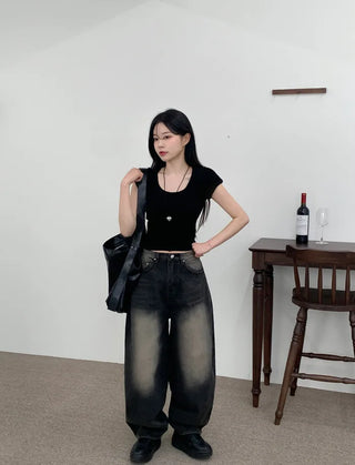 Balloon Wash Denim Pants