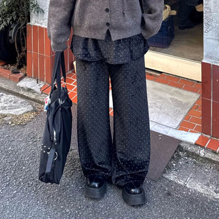 Polka dot flared skirt pants