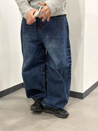 (Unisex) Washed Balloon Denim Pants