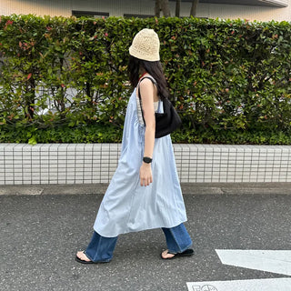 Sleeveless Shirred Long Dress