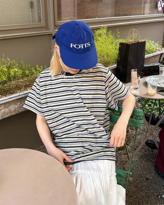 Bust Stitch Mix Border Half T-Shirt