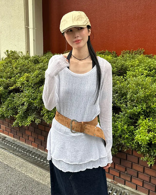 Wide suede point belt