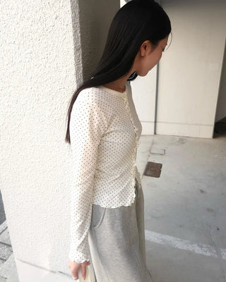 Polka Dot Frill Cardigan